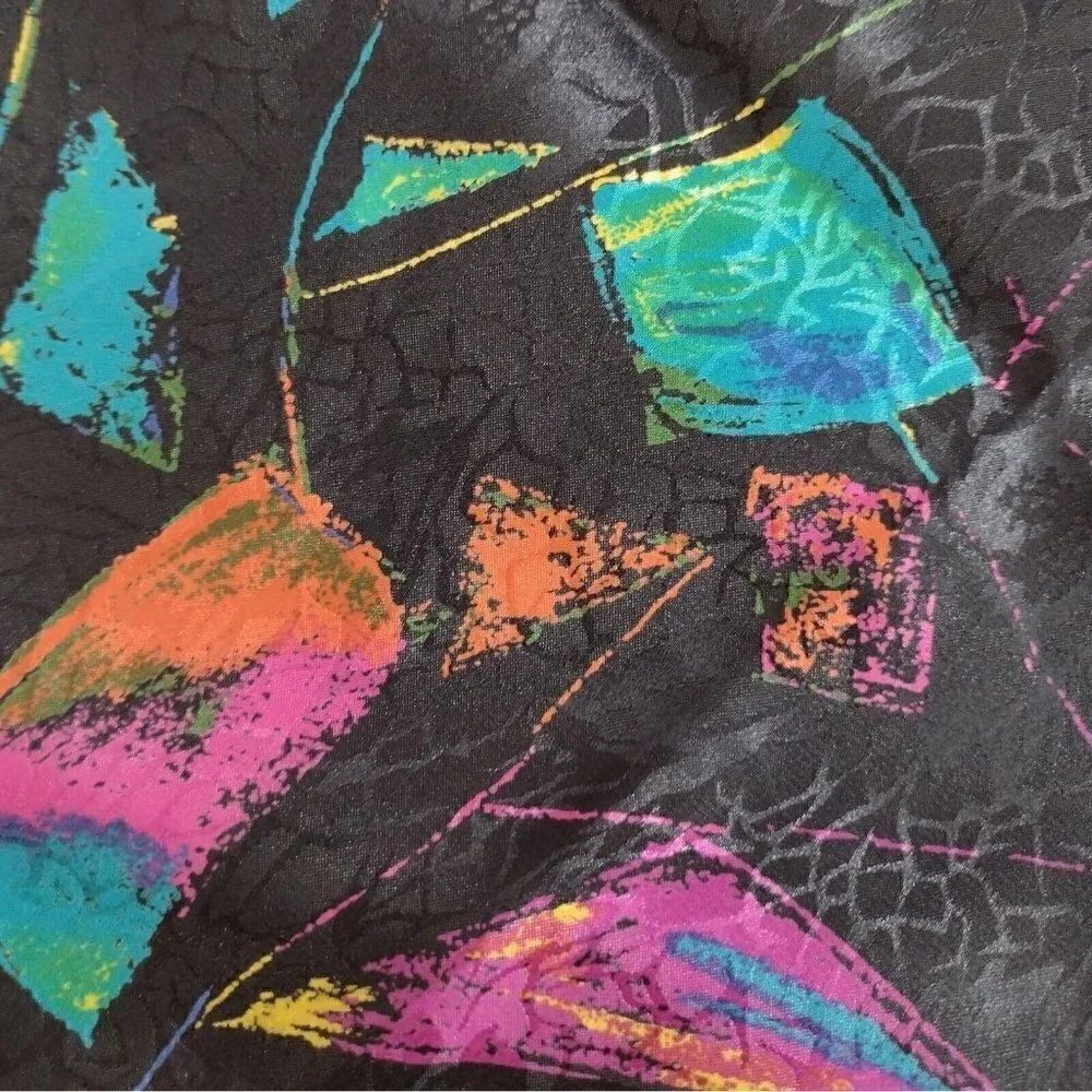 Vintage Mademoiselle 80s/90s Polyester Womans Wrap Scarf Bright Colors Geometric